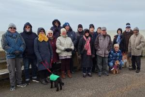 The hardy walkers together with the two dogs ready for the walk